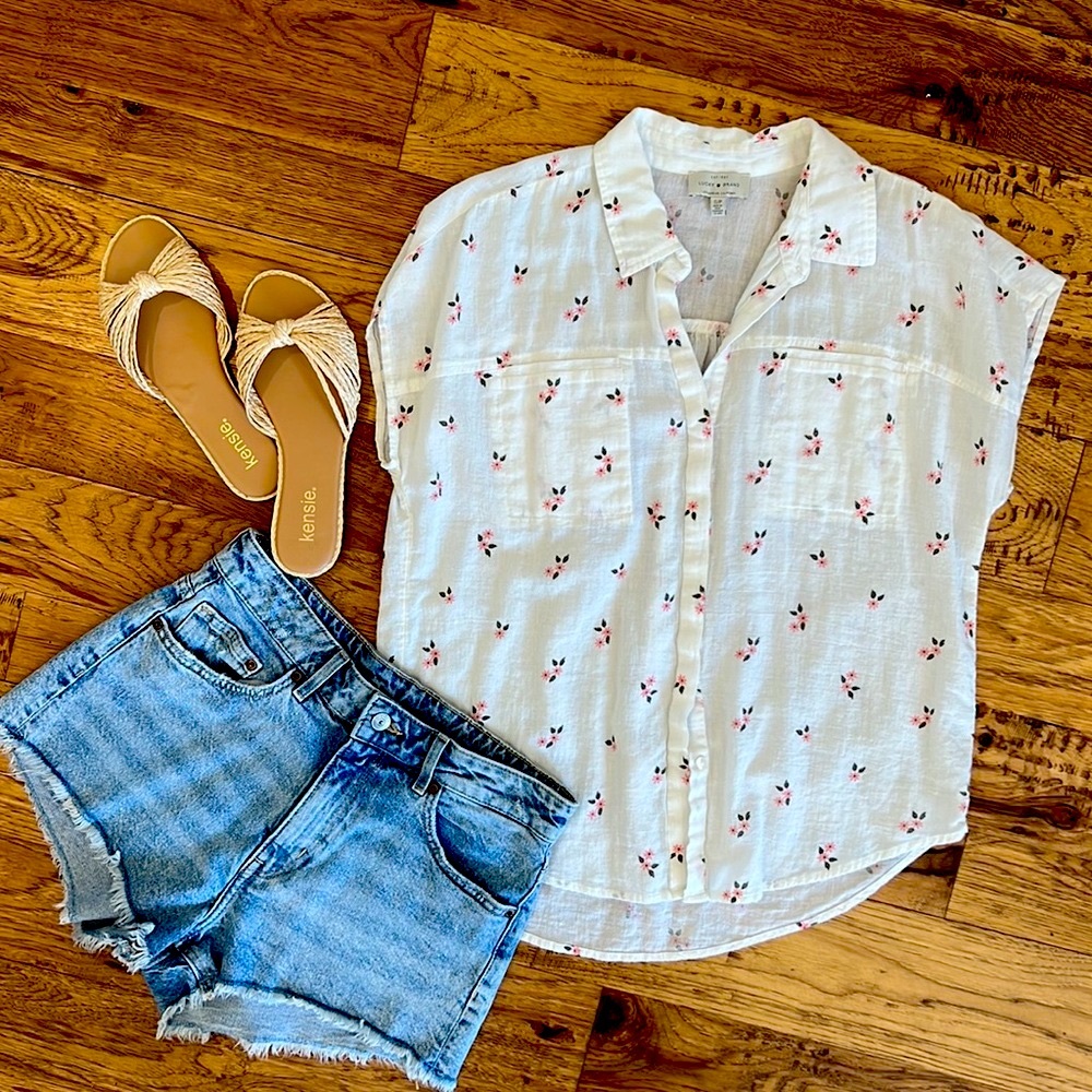 Lucky Brand Floral Button Down Top Small